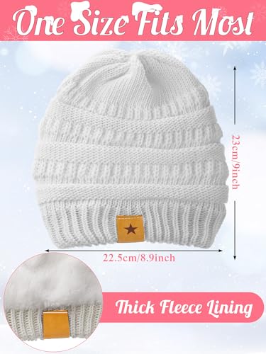 JaGely 6 Pcs Women Winter Beanie Hat Gloves Set Warm Knitted Hats and Touchscreen Gloves Lady Cold Winter Gifts for Christmas - color: Beige, Grey and Blue