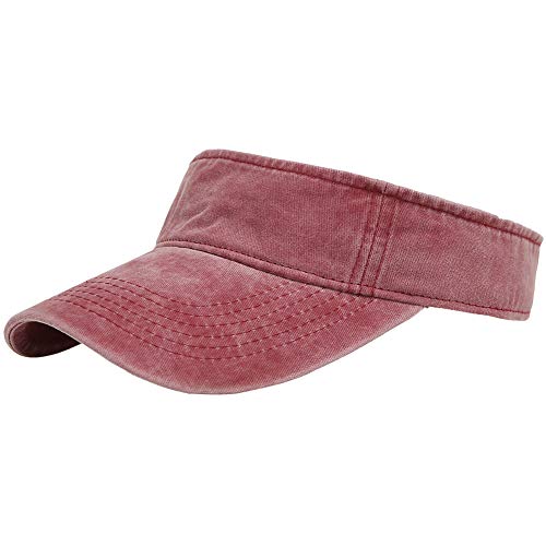 Sport Sun Visor Hats Cotton Ball Caps Empty Top Baseball Sun Cap for Men Women - color: Wine Red