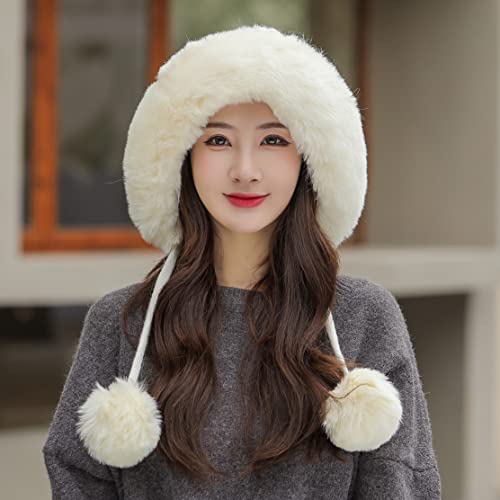 HUAMULAN Women Winter Sherpa Knit Beanie Hats Fleece Lined Ear Flaps - color: A3-m1399-naibai