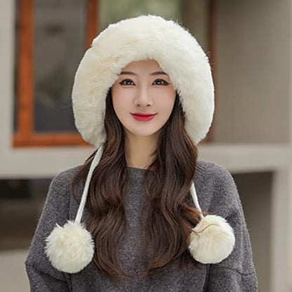 HUAMULAN Women Winter Sherpa Knit Beanie Hats Fleece Lined Ear Flaps - color: A3-m1399-naibai