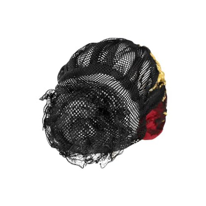 haozaikeji Women Flower Turban Hat Rhinestones Muslim Islamic Head Wrap African Pearl Turban Soft Stretchy Head Cover - color: Red-gold