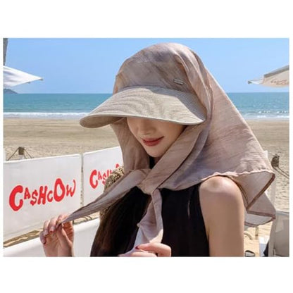 Sun Hats for Women Sun Protection Wide Brim Shawl with Neck Flap Hiking Visor Hat Outdoor UV Summer Beach hat - color: Xueya