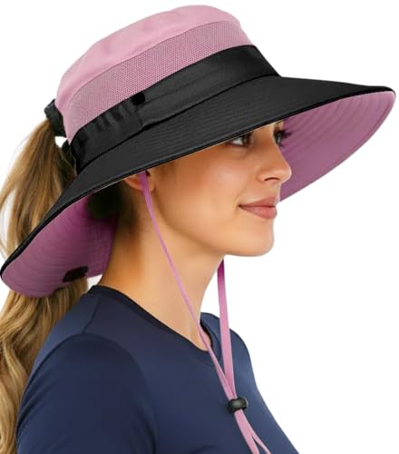 GearTOP Safari Hat for Men Sun Hats for Women UV Protection UPF 50+ Fishing, Gardening, Hiking Hat (22-23 1/2") - color: Light Pink Grey Standard 1 Pack