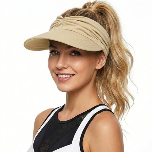 2 Pack Sun Visor Hat Wide Brim Womens Beach Hats Foldable Golf Women Visors - color: Black, White