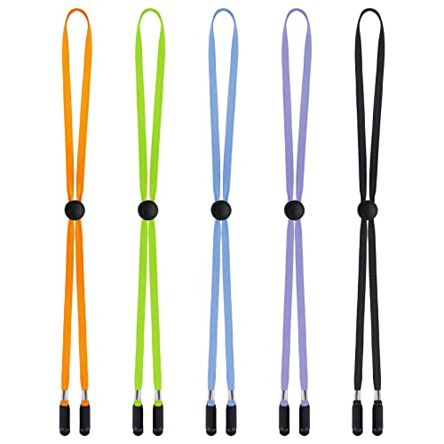 Sucrain 5 Pieces Adjustable Hat Strap Clips Hat Chin Cord for Golfing, Fishing, Boating - color: Muticolor
