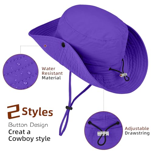 ZOORON Sun Hats for Women Men Fishing Hat UPF 50+ Wide Brim Bucket Hat - color: 1pack-purple