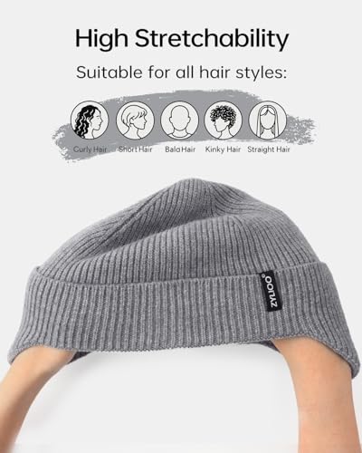 Zylioo XXL XL L Beanie for Big Heads Men Women, Ear Flap Winter Knit Hat - color: Black+gray+khaki, size: Medium-Large