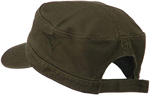 Ashen Fane Superior Garment Washed Cotton Twill Adjustable Army Cap - color: Dark Olive Green