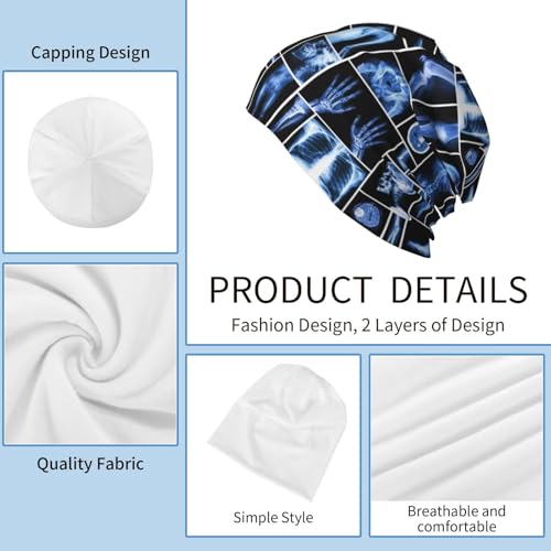 Beanie Hat for Men Women Slouchy Beanie Skull Sleep Cap Soft Lightweight Chemo Hat Stretch Cancer Headwear - color: X-rays