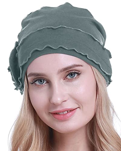 osvyo Chemo Headwear Turban Cap for Women - Cancer Beanie Hair Loss Sealed Packaging - color: Cotton Light Blue Grey
