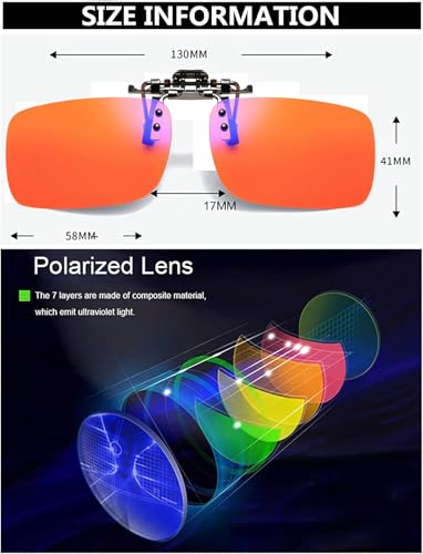 Clip on Flip up Polarized Lens For Prescription Glasses UV Protection Sunglasses (Clear lenses not Polarized) - color: Clearyelloworange