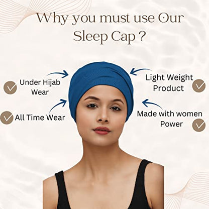 Chemo Hats Solid Sleep Cap Women's Bamboo Soft Headwear Cancer Cap Chemo Headwear Women - color: Blue