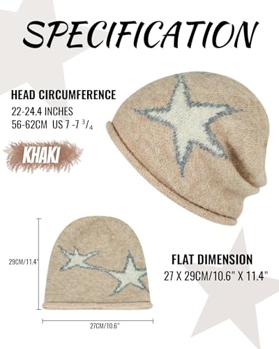 Croogo Slouchy Beanies for Men Women Winter Soft Warm Hat Lightweight & Breathable Slouch Knitted Skull Cap - color: Khaki