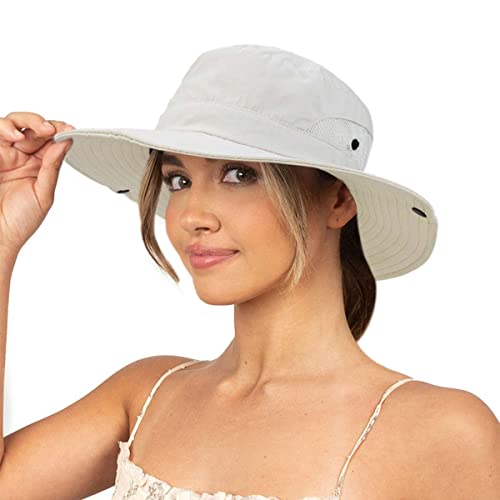 Sun Hat for Women Summer UV Protection Beach Hat with Ponytail Hole - color: Beige(with Ponytail Hole)