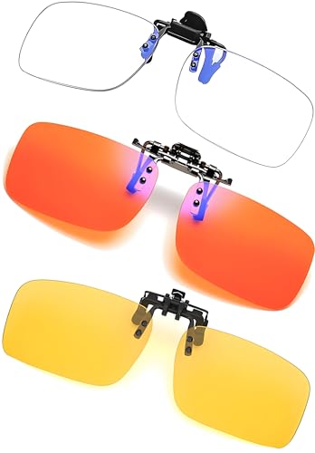 Clip on Flip up Polarized Lens For Prescription Glasses UV Protection Sunglasses (Clear lenses not Polarized) - color: Clearyelloworange