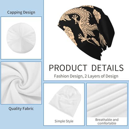 Beanie Hat for Men Women Slouchy Beanie Skull Sleep Cap Soft Lightweight Chemo Hat Stretch Cancer Headwear - color: Dragon