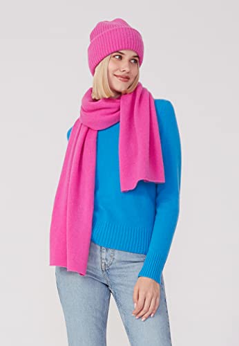 Style Republic Women’s Chunky Knit Beanie, 100% Pure Cashmere Cap, Soft & Stretchy, Warm Hat for Autumn, Winter, Spring - color: Neon Pink