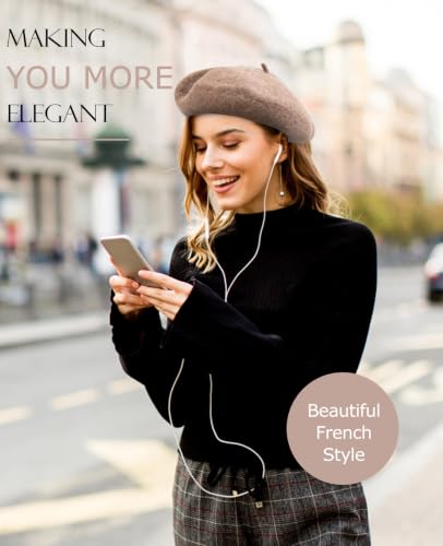 French Beret Hats for Women - Soft Warm Wool Solid Color Beanie Winter Cap - color: Dark Melange Grey
