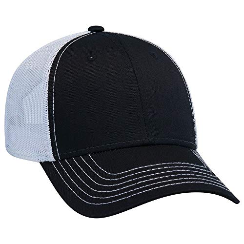 OTTO 6 Panel Low Profile Contrast Vertical Mesh Back Cap - color: Blk/Blk/Wht