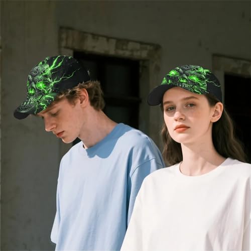 Lightweight Sweat Wicking All Over Print Baseball Cap Bold Graphic Sports Cap for Running, Gym - color: Lightning Skeleton