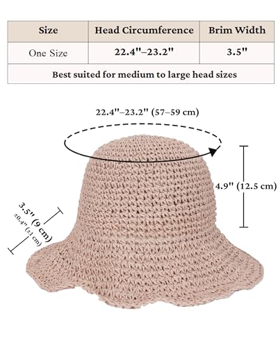 Womens Crochet Straw Sun Hat Foldable Floppy Wide Brim Beach Hat for Summer - color: Pink