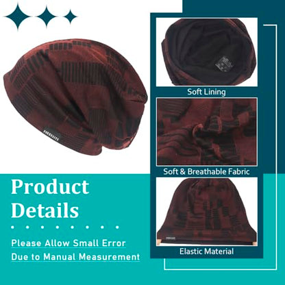 Ruphedy Men Slouchy Beanie Summer Long Oversize Thin Lightweight Skull Cap B011h - color: B403-red, size: One Size