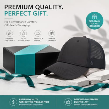 AOPREL Cloud-Touch Trucker Hat - High-Density Structured Mesh Baseball Cap Men & Women，Shape-Retaining Breathable UPF 50+ - color: Midnight Black · Classic