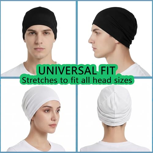 2 Pack Cooling Skull Cap for Men Women, 3D Mesh Sweat Wicking Beanie - color: Pinkish Purple+white