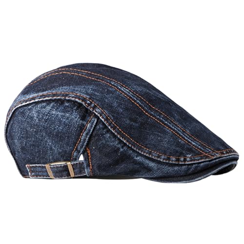 meioro Women Denim Newsboy Hat Cotton Flat Cap Ivy Gatsby Driving Hunting Gatsby Cabbie Denim Hats for Men - color: Dark Blue-b