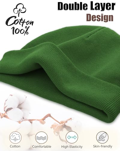 100% Cotton Beanie Hat Cuffless Beanies Warm Knit Winter Skull Cap - color: 1pcs-turquoise Green