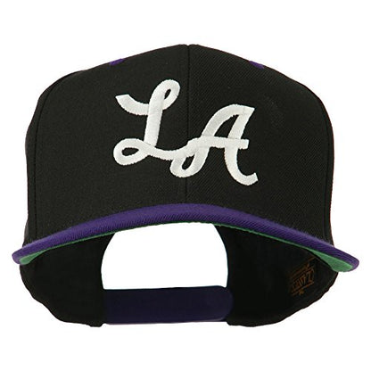 e4Hats.com LA Embroidered Snapback Cap - color: Black Purple