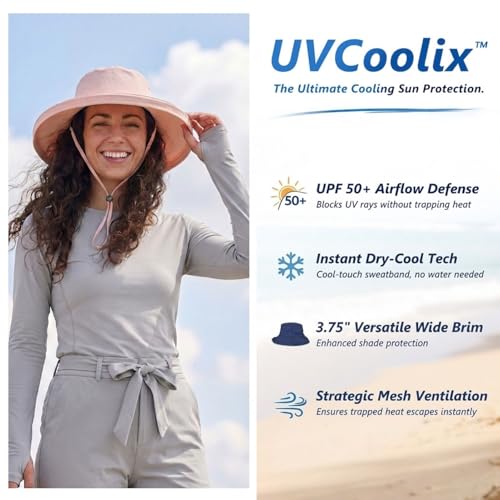 TOP-EX UVCoolix Women's UPF 50+ Wide Brim Cooling Sun Hat - color: Pink, size: Medium-Large