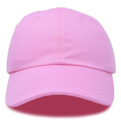 DALIX Baseball Cap Dad Hat Plain Men Women Cotton Adjustable Blank Unstructured Soft - color: Light Pink
