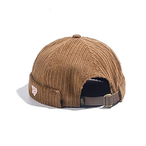 Men Hats Docker Cap Hats Beanie Sailor Cap Worker Hat Rolled Cuff Retro Brimless Hat with Adjustable - color: 0072-khaki