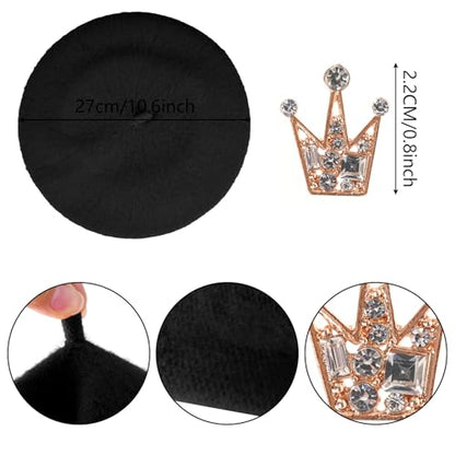 choyaxo 3pcs French Beret Hat Set Costume Accessories Set Including Beret Hat Scarf Crown Pin for Women French Themed Party - style: Regular Style