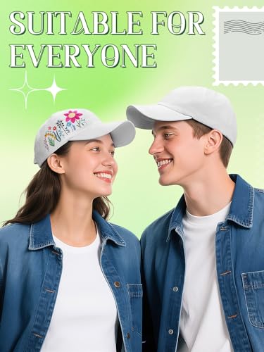 Biggun Trendy Embroidered Baseball Cap for Girls Women Men, Soft Breathable - style: Floral(white)
