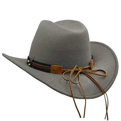 Men & Women's Fur Felt Cowboy Hat Wide Brim Western Outback - color: Grey