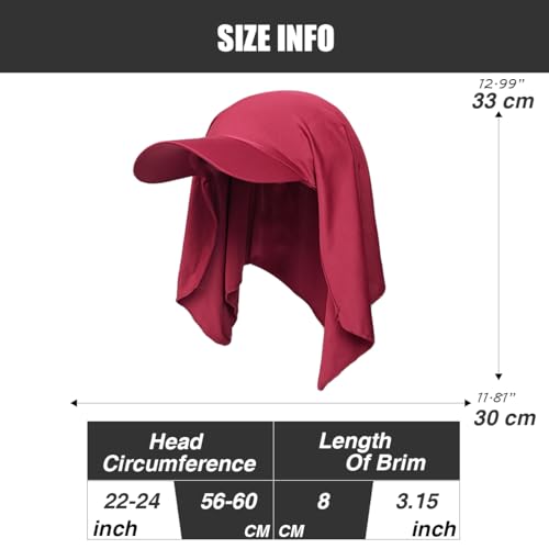 Headscarf Baseball Cap for Men Women, Summer Sun Visor Hat - color: Wine Red