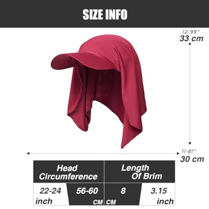 Headscarf Baseball Cap for Men Women, Summer Sun Visor Hat - color: Wine Red