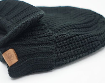 Home Prefer Men's Winter Hat Thick Knit Beanie Cap with Visor Newsboy Beanie Hat - color: Black