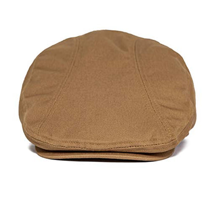 BOTVELA Men Cotton Twill Newsboy Flat Hat Fitted Cap - color: Brown, size: 7 5/8