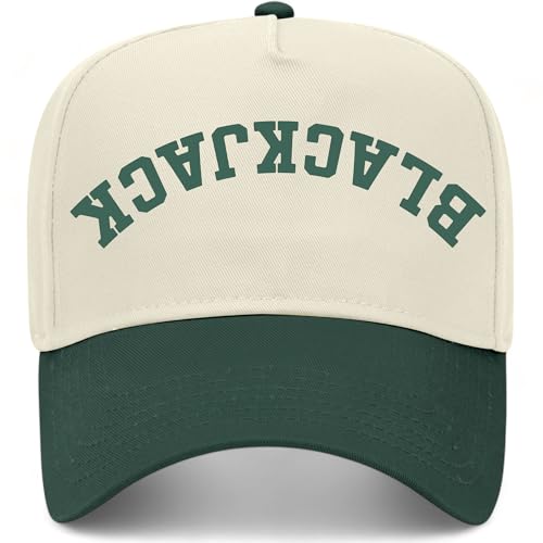 Blackjack Upside Down Reversed Vintage Trucker Hat | Premium Adjustable Snapback Baseball Hat for Men & Women - color: Green/Natural