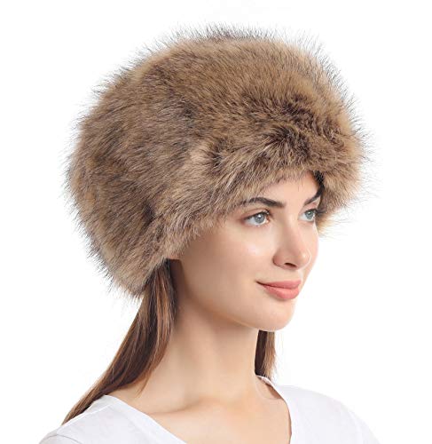 sy soul young Women's Winter Faux Fur Cossak Russian Style Hat Warm Cap - color: Nature