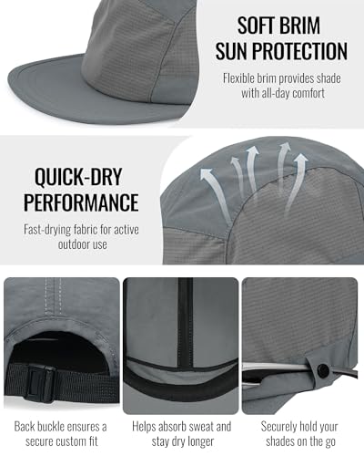 CLAPE Snapback 5 Panel Hat for Men Flat Bill Funny Trucker Hats Running - color: Wbqsg1-gray