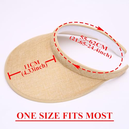 2 Pack Wide Brim Sun Visor Hats Women Men Large Clip-on Visors Hat UV Protection Outdoors Sports Golf Beach Cap - color: Khaki