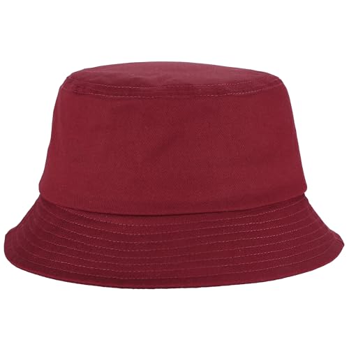 Unisex Cotton Packable Bucket Hat Sun Hat Plain Colors for Men Women - color: Burgundy