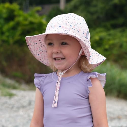 JAN & JUL 50+ UPF Cotton Sun Hat with Wide Brim for Toddler Girls - color: Meadow Flowers, size: 0-6 Months