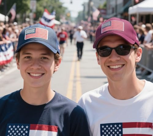 2-Pack USA Flag Hats for Men Baseball American Flag Hats for Men USA Cap USA Tactical Washed for Women - color: Red+nany