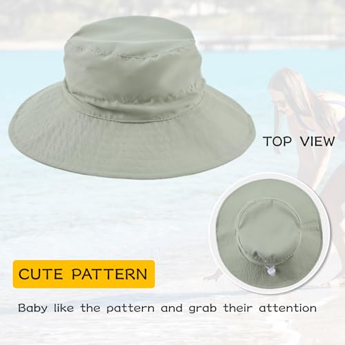 Peecabe Summer Baby Sun Hat for Boys Girls UPF 50+ Wide Brim Toddle Bucket Hat Adjustable Baby Beach Cap 0-8 Years - color: 1a-green, size: 0-6 Months