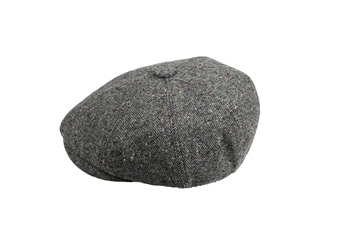 8 Panel Wool Blend Newsboy Cap – Classic Tweed & Herringbone Baker Boy Hat for Men & Women - color: Gray Tweed, size: 3X-Large